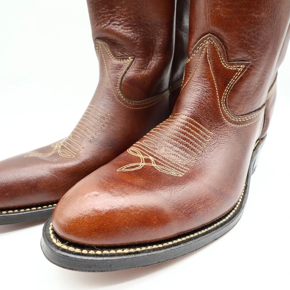 Laredo Vintage 90s Western Boots Mens 9 D Chocolate Brown Leather 2723 NIB